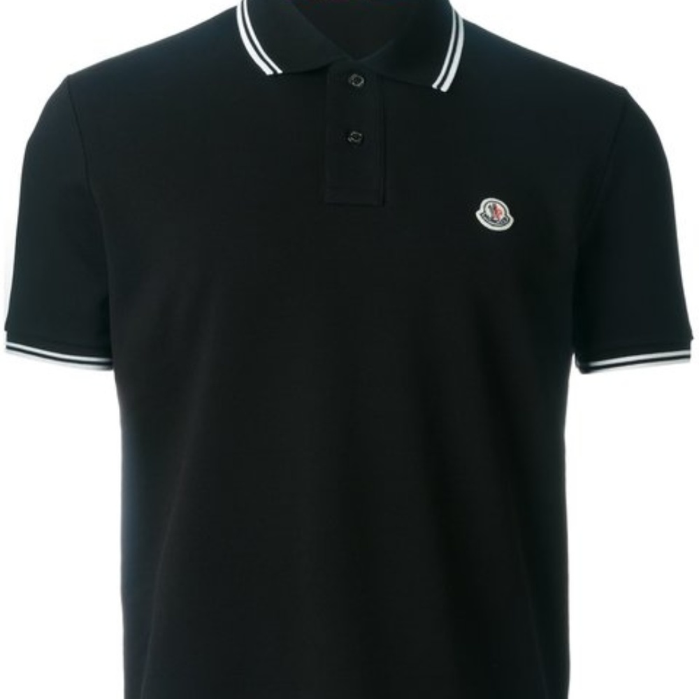 MONCLER MEN BLACK COTTON POLO SHIRT